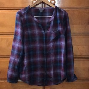 Eddie Bauer Purple Plaid Button Up